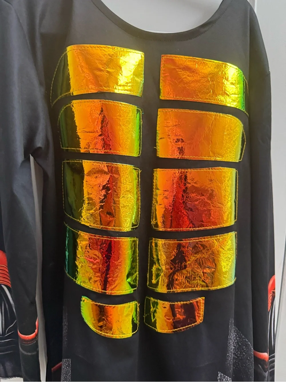 Kids Black Ninja Costume with Iridescent Gold-Orange Panelso